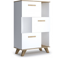 Шкаф низкий с нишами Вега Скандинавия (глянец, белый + дуб каньон)