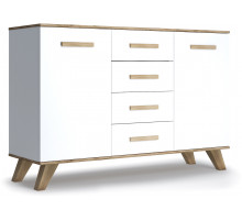 Большой комод  Вега Скандинавия "Комодино" (глянец, белый + дуб каньон)